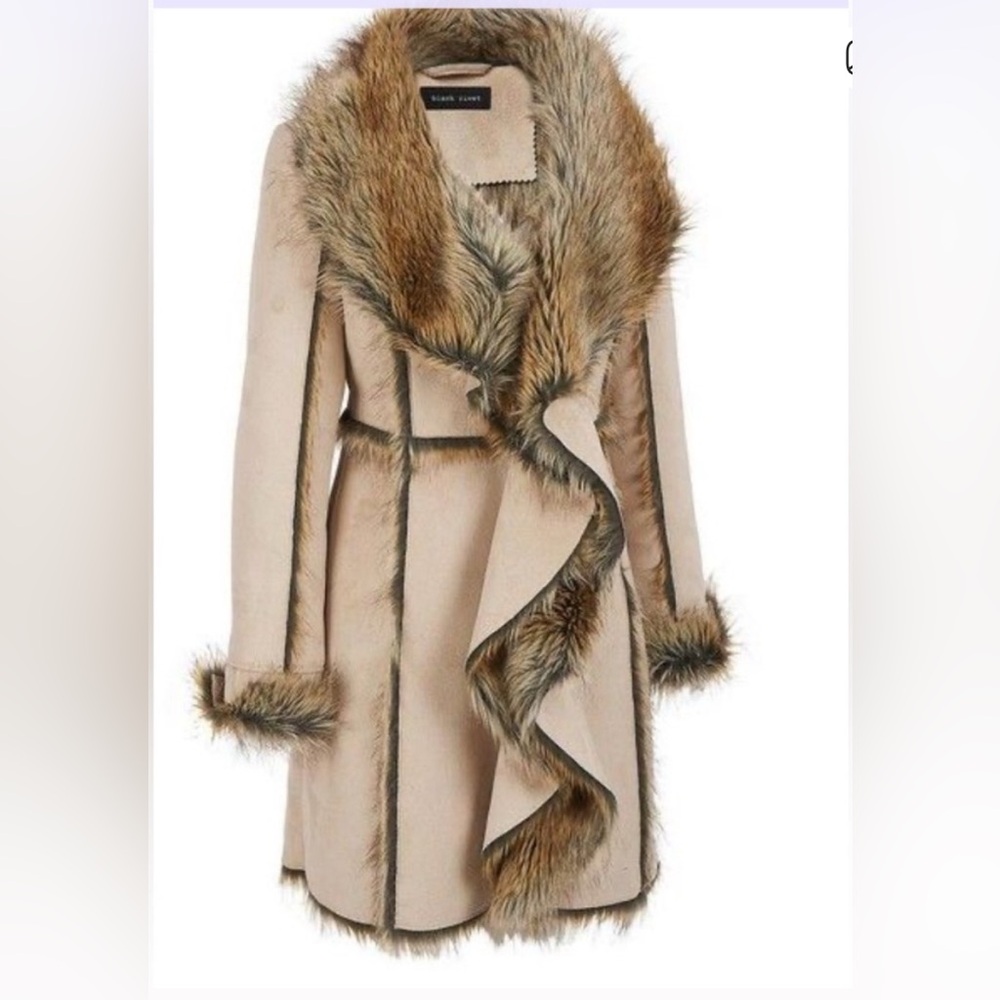Black Rivet Beige Jacket with Faux Fur Trim